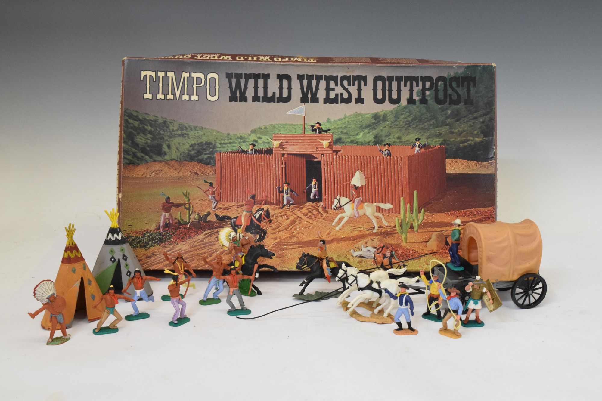 Timpo Fire Engine Lot 409 - Timpo Wild West West Outpost 257 set and