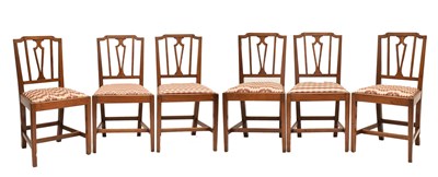 Lot 669 - Set of six Sheraton-style mahogany chairs