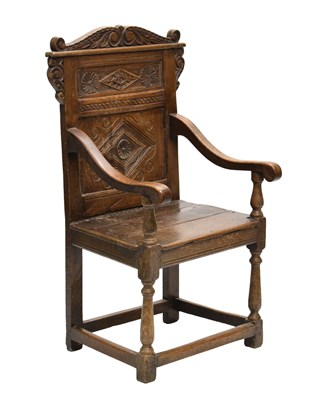 Lot 406 - 17th century and later oak wainscot chair