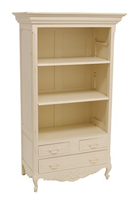 Lot 682 - Cream-painted open bookcase