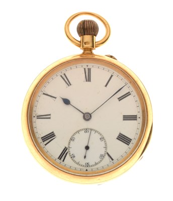 Lot 129 - Late Victorian 18ct gold open faced pocket watch