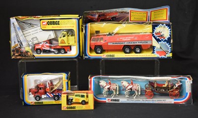 Lot 462 - Corgi Major - Three boxed diecast model vehicles and two other