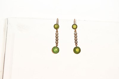 Lot 45 - Pair of peridot and seed pearl earrings