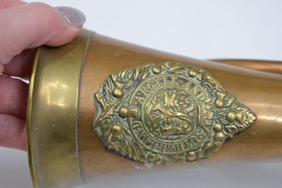 Lot 494 - Three copper and brass military bugles