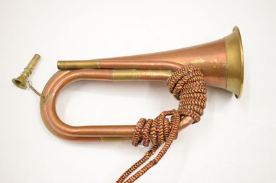 Lot 494 - Three copper and brass military bugles