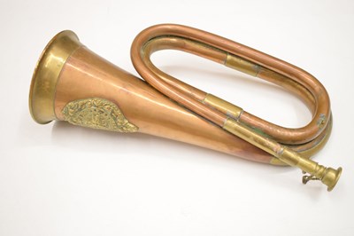 Lot 494 - Three copper and brass military bugles