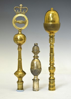 Lot 312 - Three Friendly Society brass staff heads