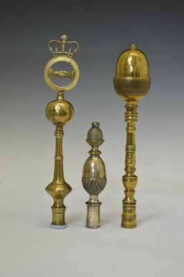 Lot 312 - Three Friendly Society brass staff heads