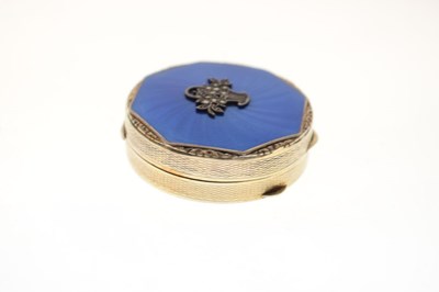 Lot 151 - Silver and blue enamel patch/pill box