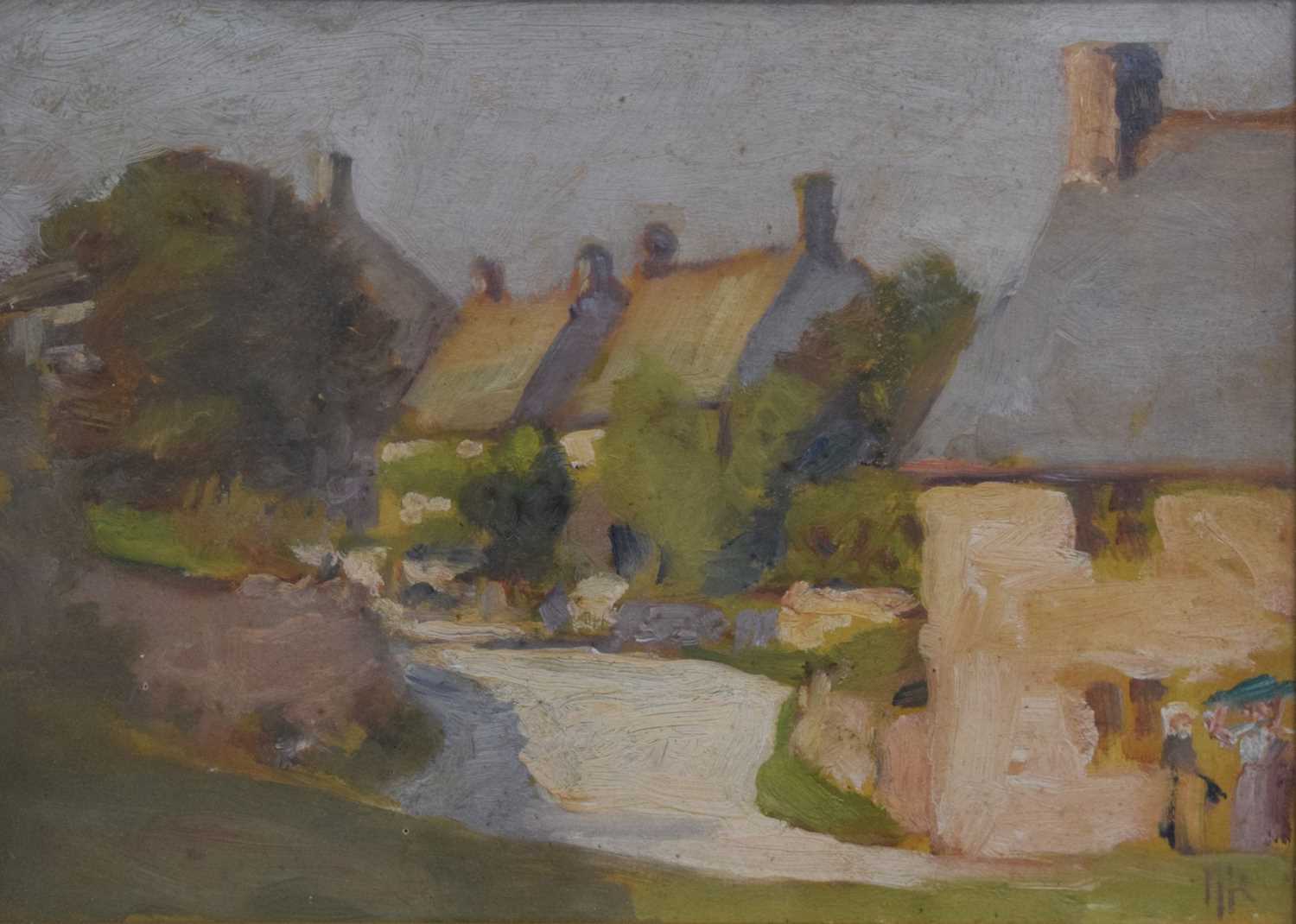 Lot 646 - Richard Heyworth (1862-1942) - Oil on board - 'Lower Guiting'