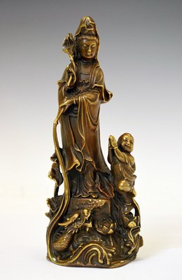 Lot 243 - Chinese bronze figure of Songzi Guanyin with child