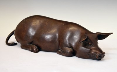 Lot 359 - Jon Buck (b. 1951) - 'Simply a Pig', limited edition (3 / 6) bronze sleeping pig