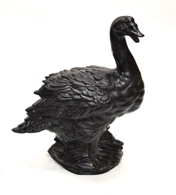 Lot 802 - Large black painted cast iron model of a goose