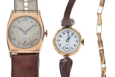 Lot 124 - Gentleman's 9ct gold cased wristwatch and lady's watch