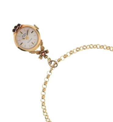 Lot 119 - Rotary - Lady's 9ct gold 21 jewels pendant watch on belcher-link chain