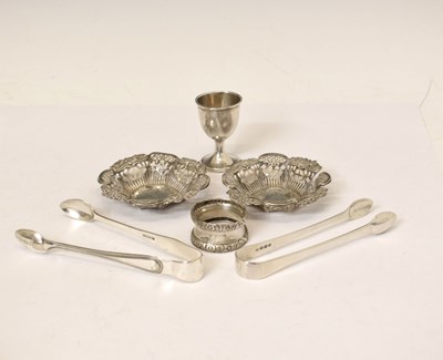 Lot 164 - Pair of Victorian pierced silver bon bon dishes, etc