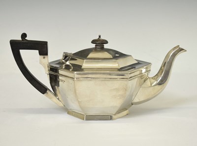 Lot 237 - George V silver teapot of hexagonal form