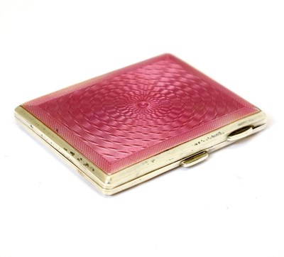 Lot 156 - George V silver and pink guilloche enamel cigarette case