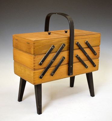 Lot 780 - Late 20th century cantilever sewing box standing on four tapered leg.