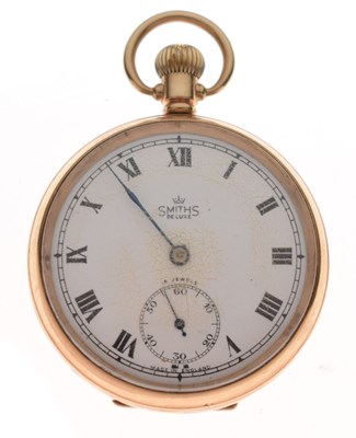 Lot 128 - Smiths De Luxe - 1950's 9ct gold open-faced pocket watch