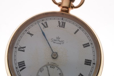 Lot 128 - Smiths De Luxe - 1950's 9ct gold open-faced pocket watch