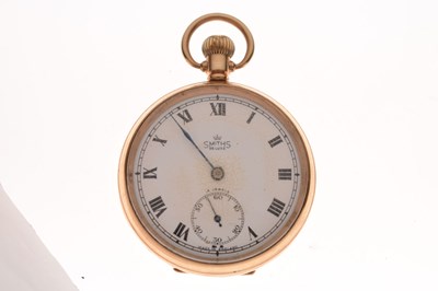 Lot 128 - Smiths De Luxe - 1950's 9ct gold open-faced pocket watch