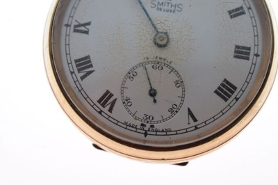 Lot 128 - Smiths De Luxe - 1950's 9ct gold open-faced pocket watch