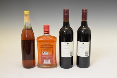 Lot 360 - Two bottles of Vasse Felix Cabernet Sauvignon red wine, Metaxa Three Stars Grand Prix, etc