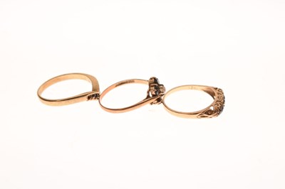 Lot 35 - Three 9ct gold dress rings