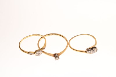 Lot 33 - Three various 18ct gold diamond set rings