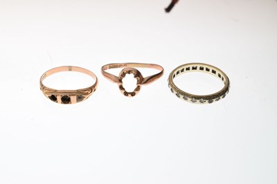 Lot 37 - Three 9ct rose gold vacant ring mounts, etc.