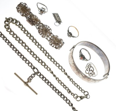 Lot 86 - Small quantity of silver jewellery, albert, etc