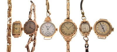 Lot 122 - Group of six ladies 9ct cocktail watches