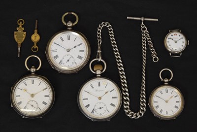 Lot 134 - Edwardian Prescot silver cased pocket watch and others