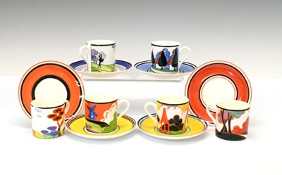 Lot 320 - Wedgwood Clarice Cliff limited edition  - Set of six Cafe Noir coffee sets