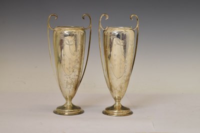 Lot 73 - Pair of George V silver twin-handled vases