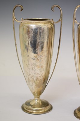 Lot 73 - Pair of George V silver twin-handled vases