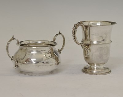 Lot 154 - George VI silver sugar bowl, together with a silver pedestal cup