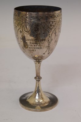 Lot 202 - Victorian silver goblet and a Continental white metal bell