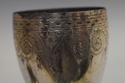 Lot 202 - Victorian silver goblet and a Continental white metal bell