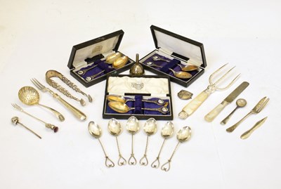 Lot 180 - Quantity of silver flatware, etc, to include Masonic coffee spoons, etc