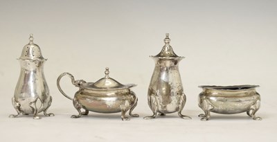 Lot 183 - Matched four-piece silver condiment set