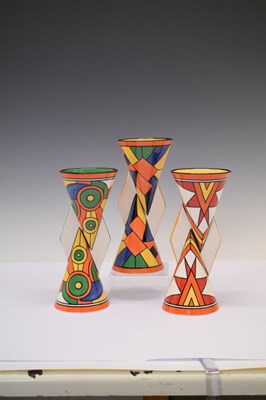 Lot 317 - Clarice Cliff limited edition ceramics - three YoYo vases