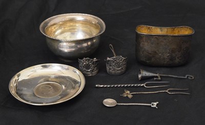 Lot 217 - Edward VII silver sugar bowl, Elizabeth II silver coin dish, etc