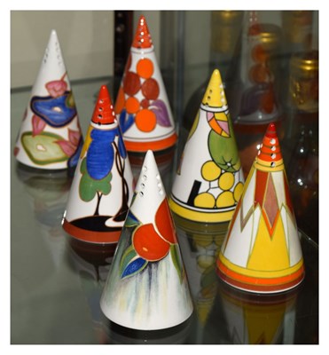 Lot 313 - Clarice Cliff limited edition ceramics - Six conical sugar sifters