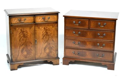 Lot 425 - Banks of Bristol - Reproduction mahogany chest of drawers and cabinet