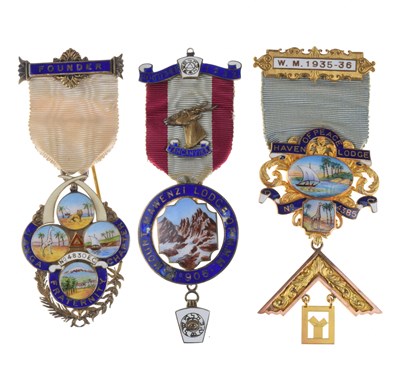 Lot 306 - Masonic Interest - Haven of Peace Lodge No.4385 9ct gold Masonic jewel, etc