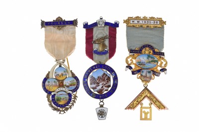 Lot 306 - Masonic Interest - Haven of Peace Lodge No.4385 9ct gold Masonic jewel, etc