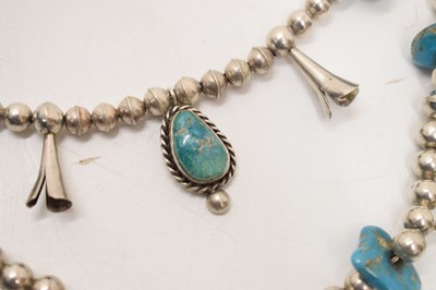 Lot 30 - Turquoise silver three-tier Navajo necklace