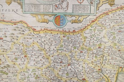 Lot 280 - Speed (John), 17th century hand coloured engraved map of 'Suffolke (Suffolk)